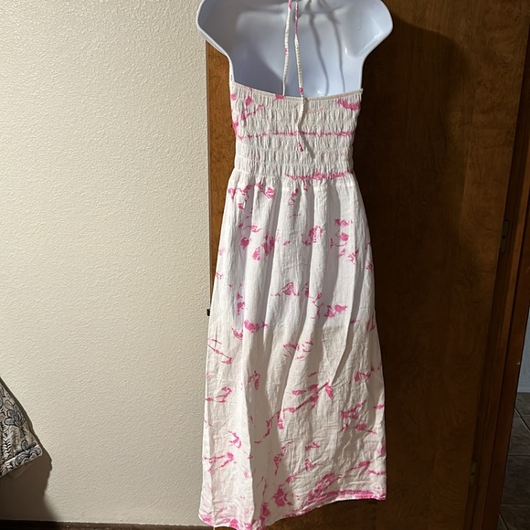 Pink and white midi dress halter top like new - Picture 2 of 4
